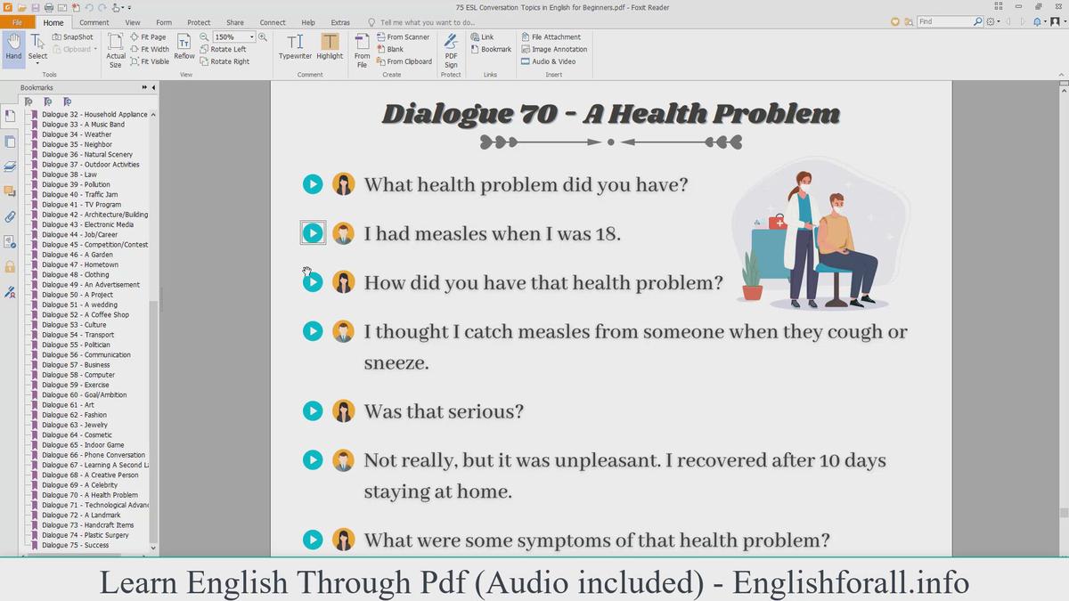 'Video thumbnail for English Conversation About A Health Problem'
